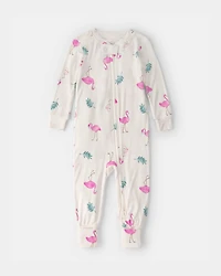 Baby Girl Flamingo PurelySoft Snug Fit 1-Piece Pyjama - Ivory