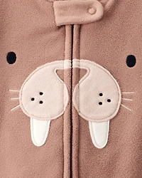 Baby Boy Walrus Loose Fit 2-Way Zip 1-Piece pyjamas - Brown