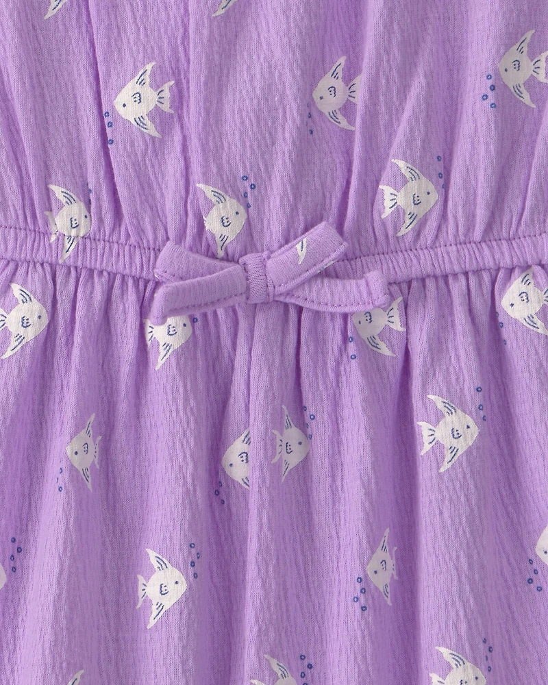 Toddler Girl Fish Romper - Purple