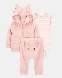 Baby 3-Piece Bunny Little Cardigan Set