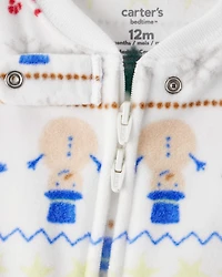 Baby Christmas Fair Isle Print Fleece Long-Sleeve Loose Fit 1-Piece pyjamas - White