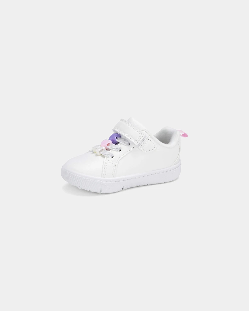Baby Girl Every Step® First Walker Leopard Charm Sneakers - White