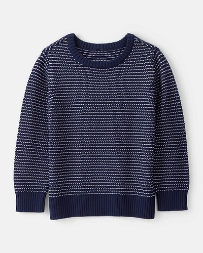 Boys Striped Cotton Long-Sleeve Sweater - Blue