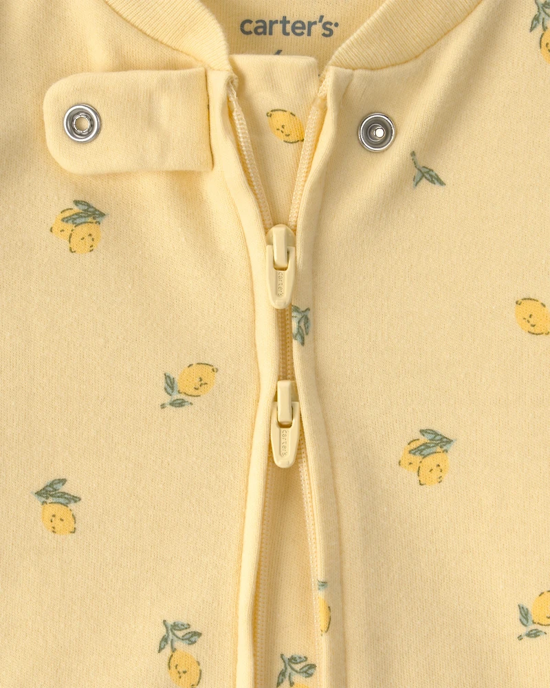Baby Lemon 2-Way Zip 100% Cotton Sleeper - Yellow