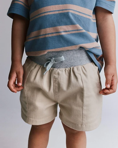 Toddler Boy Long-Line Short - Tan