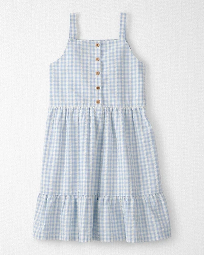 Girls Seersucker Dress Made with Organic Cotton