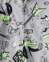 Boys Alligator Fleece Loose Fit 1-Piece Pajamas