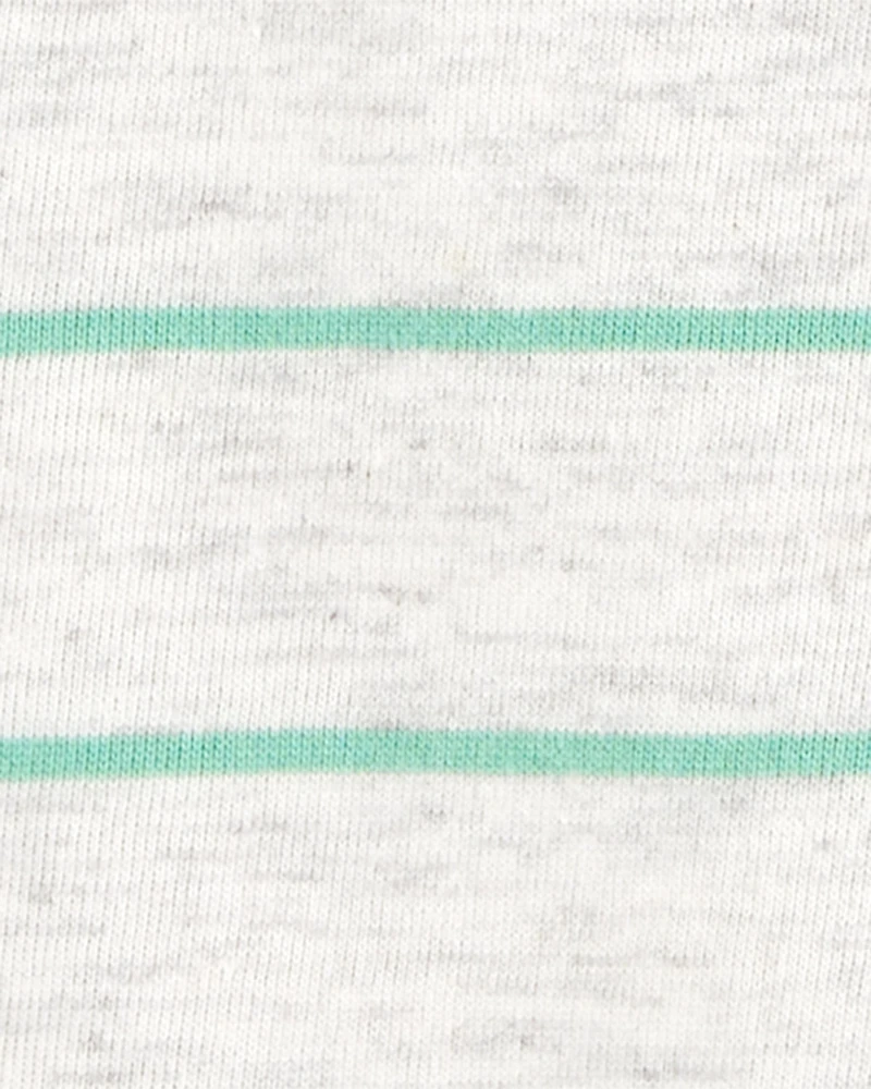Kid Striped Short-Sleeve Pocket Tee- Grey