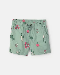 Toddler Boy Veggie Fruit Shorts - Green