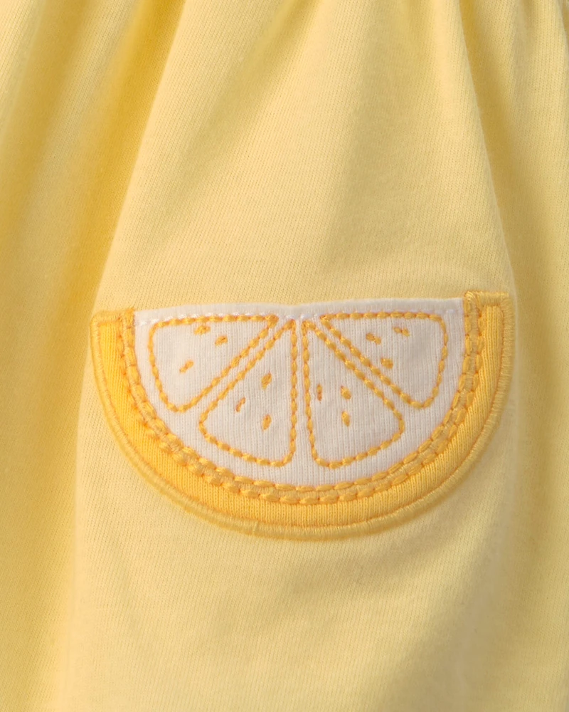 Baby Girl Lemon Sleeveless Bodysuit Dress - Yellow