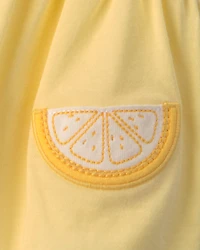 Baby Girl Lemon Sleeveless Bodysuit Dress - Yellow