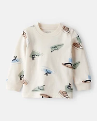 Baby Boy Sneakers Print Fleece Sweatshirt - Cream