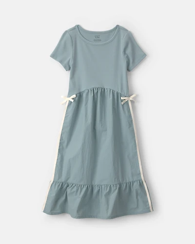 Girls Bow Midi Dress - Blue