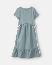 Girls Bow Midi Dress - Blue