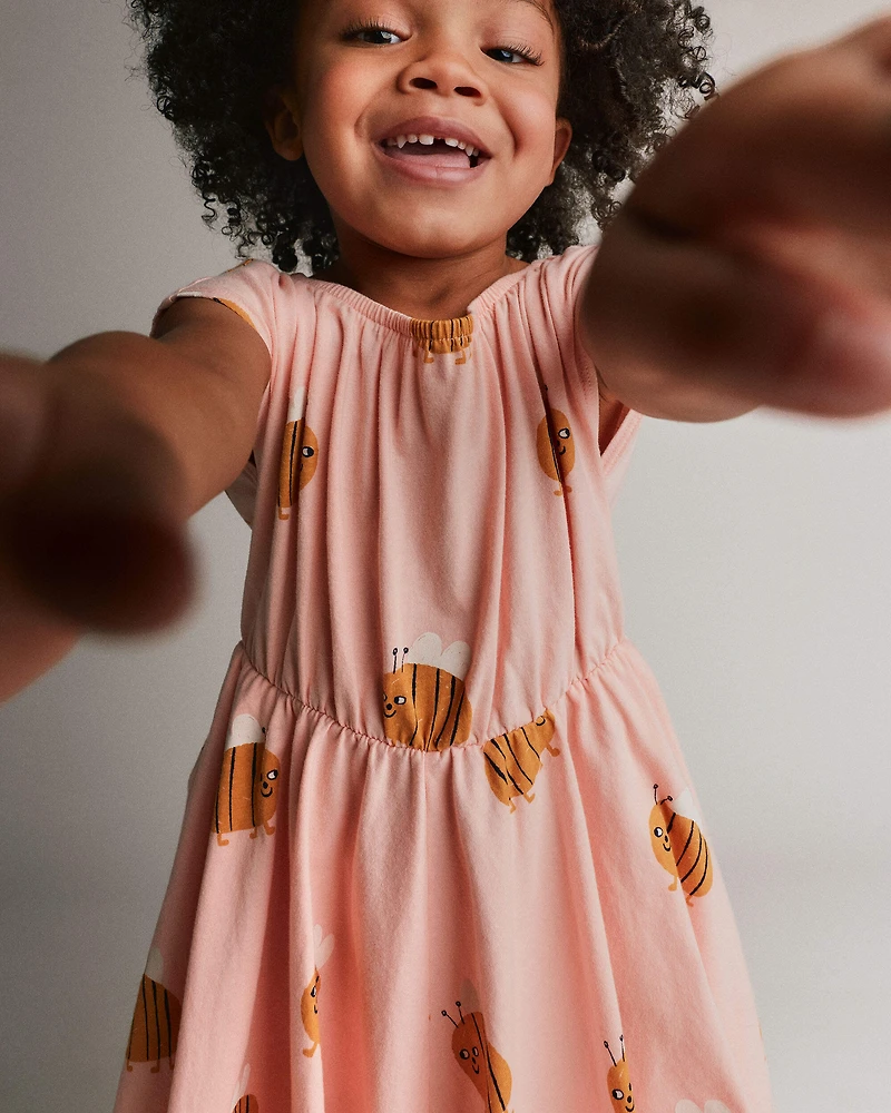 Toddler Girl Avenue Twirl™ Dress Bee Print - Light Pink