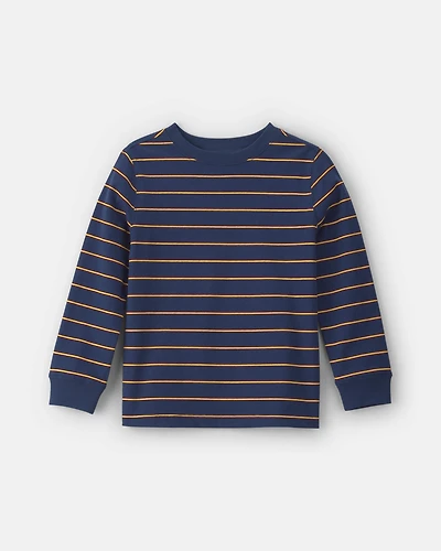 Boys Striped Long-Sleeve T-Shirt - Navy Blue/Red