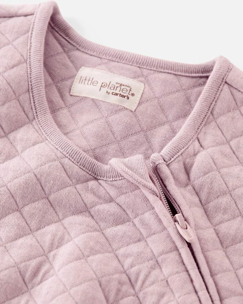 Baby Girl Doubleknit Zip Little Planet Wearable Blanket - Blush