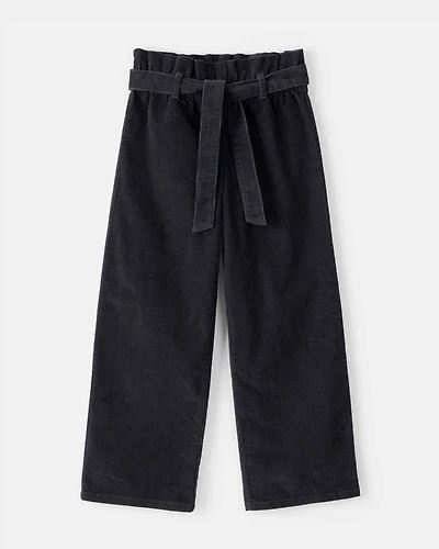 Girls Corduroy Wide-Leg Pants - Black