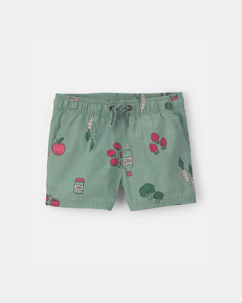 Baby Boy Veggie Fruit Shorts - Green