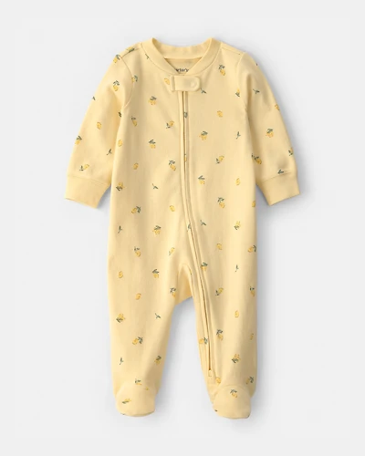 Baby Lemon 2-Way Zip 100% Cotton Sleeper - Yellow