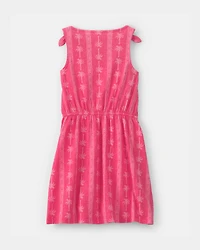 Girls Palm Tree Tank Dress - Pink