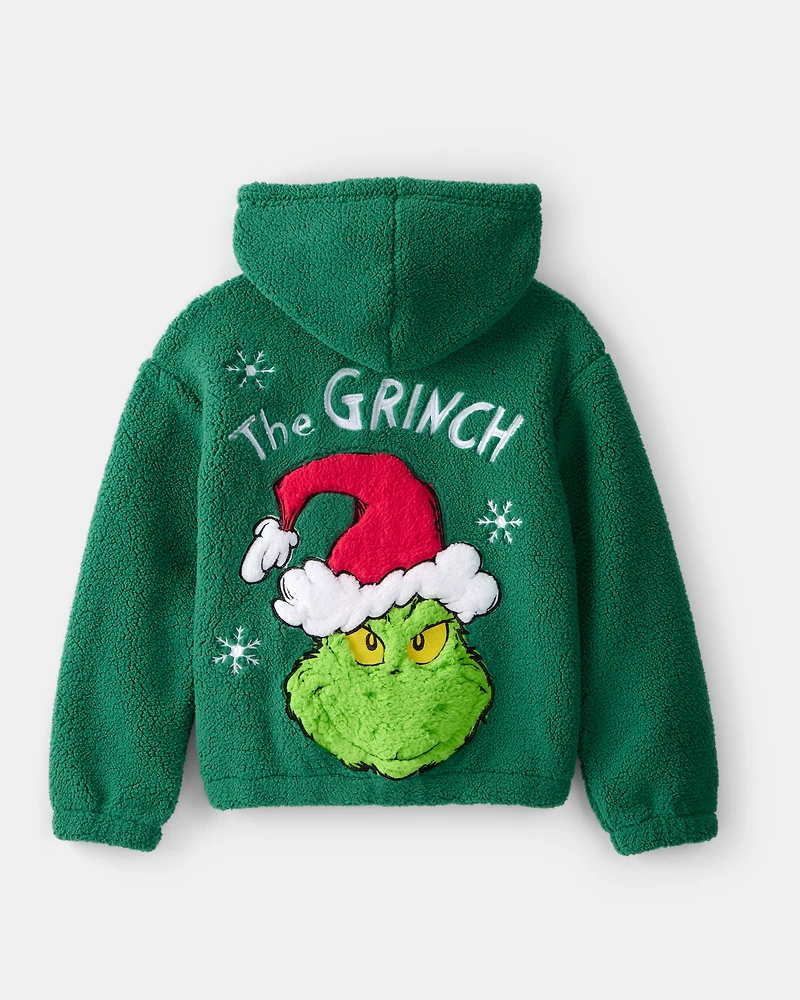 Kid Dr. Seuss™ The Grinch Sherpa Hooded Zip-Up Jacket - Green