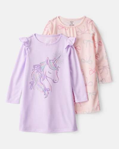 Girls 2-Pack Unicorn Nightgowns