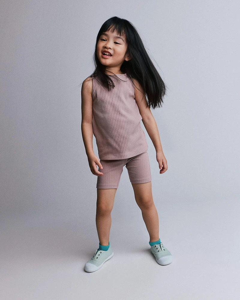 Toddler Girl Ribbed Playtime Tank - Mauve