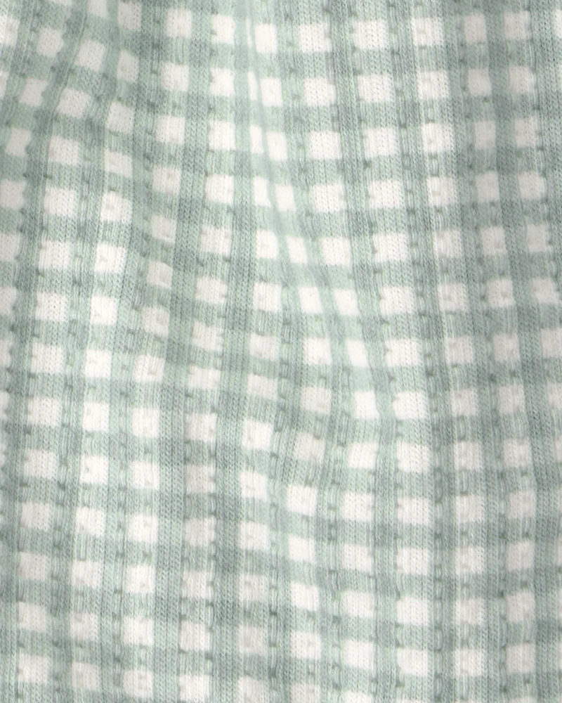 Baby Girl 3-Piece Gingham Top & Short Set - Green