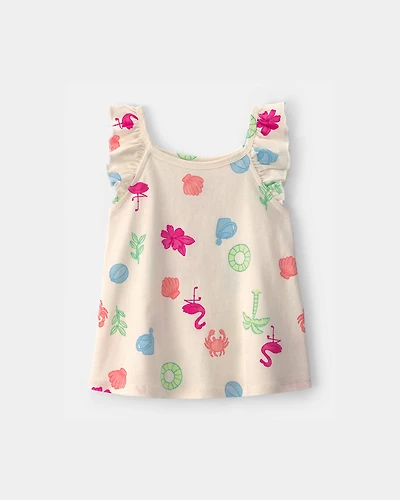 Toddler Girl Beach Ruffle-Sleeve Tank Top