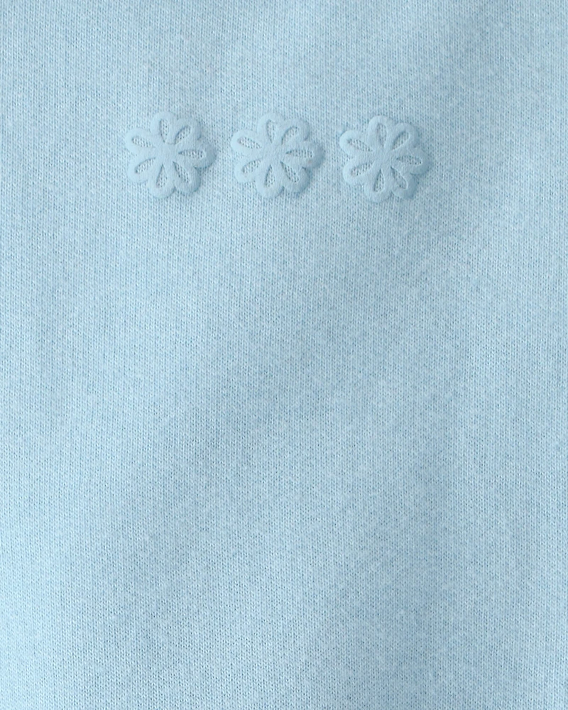 Baby Girl Flowers French Terry Pullover Sweatshirt - Blue