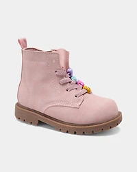 Toddler Girl Lace Charms Boots - Pink