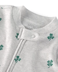 Baby Organic Cotton sleeper Pyjamas Lucky Clovers Print