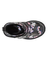 Toddler Girl Butterfly Heart Buckle Boots - Black