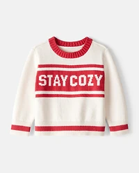Baby Girl Stay Cozy Sweater - Red/White