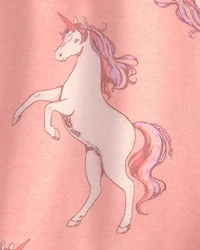 Girls Unicorn 100% Cotton Snug Fit 4-Piece Pyjama Set - Pink