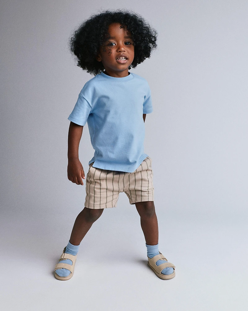 Toddler Boy Playground Shorts Stripes - Khaki/Olive