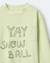 Toddler Snow Ball Fight!' Long-Sleeve Pocket Graphic Tee - Lime