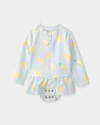 Baby Girl 1-Piece Lemon Rashguard Swimsuit - Blue