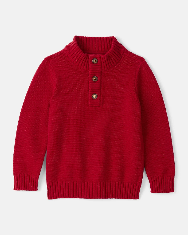 Toddler Boy Red Pullover Sweater -Red