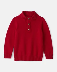 Toddler Boy Red Pullover Sweater -Red