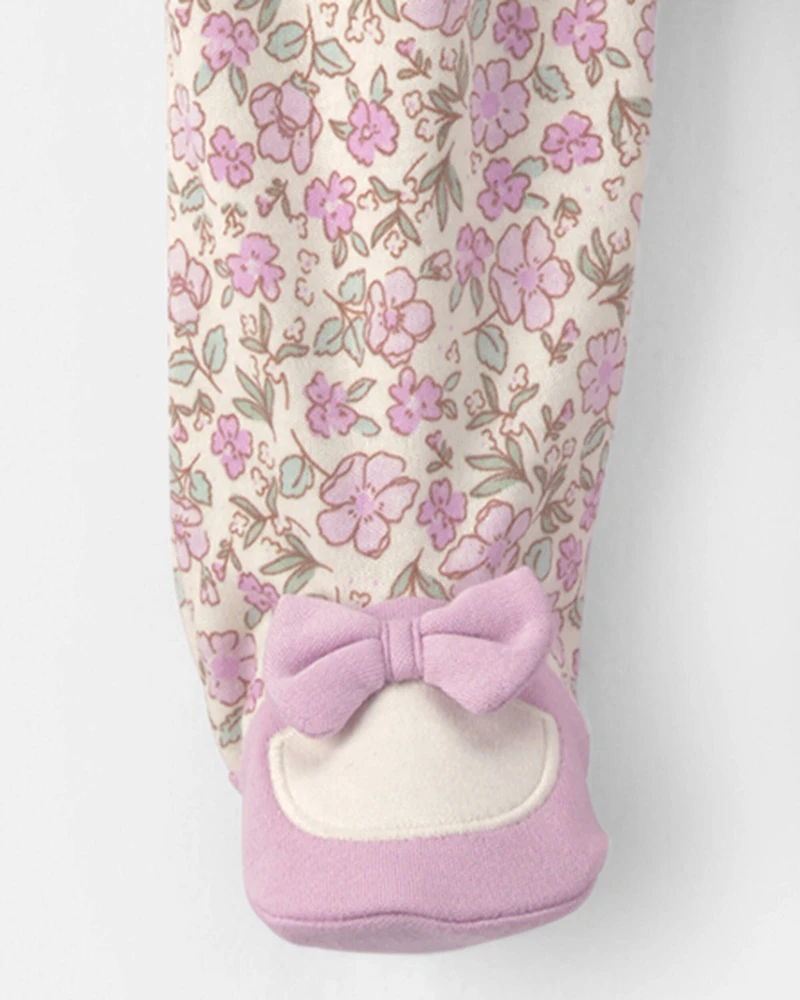 Baby Girl Floral Snug Fit Sleeper - Pink/Ivory