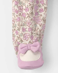 Baby Girl Floral Snug Fit Sleeper - Pink/Ivory