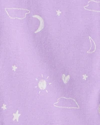 Girls Unicorn Print 100% Cotton Long-Sleeve 4-Piece Pyjamas - Purple