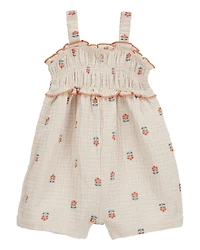 Baby Smocked Floral Print Sleeveless Romper