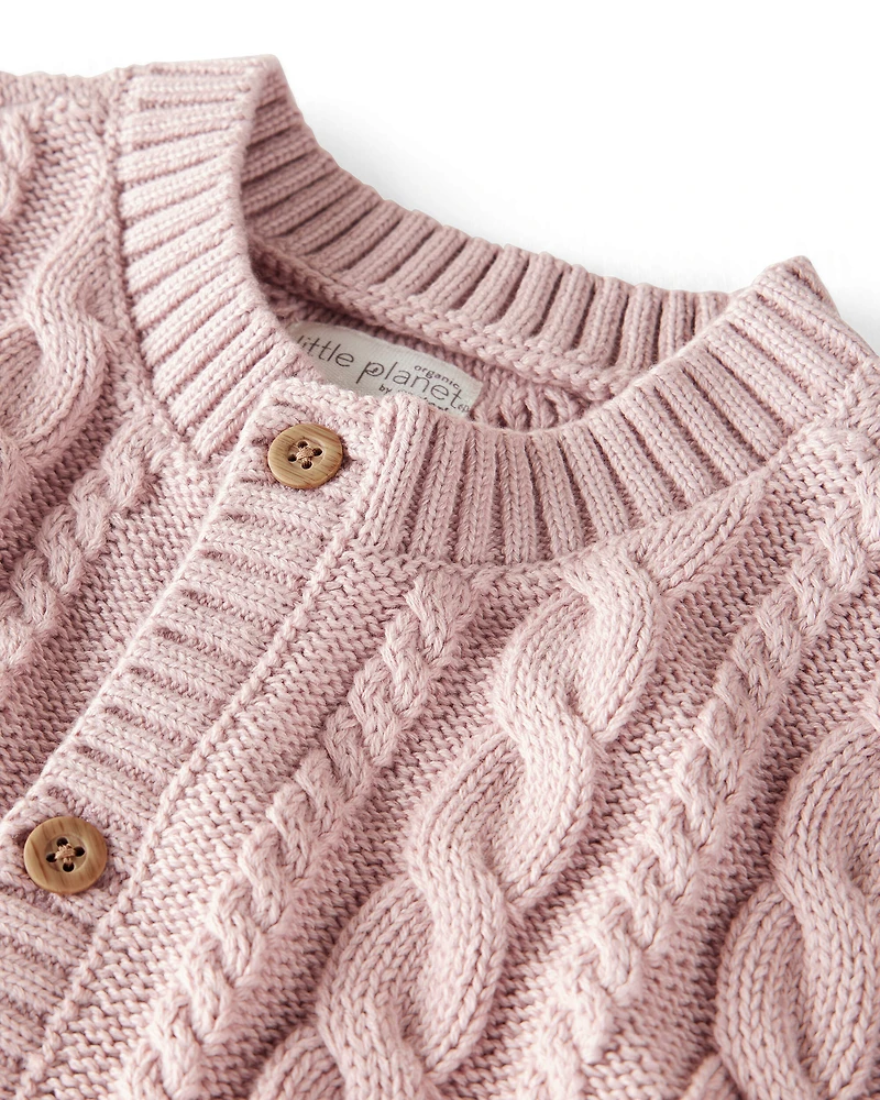 Girls Organic Cotton Cable Knit Cardigan