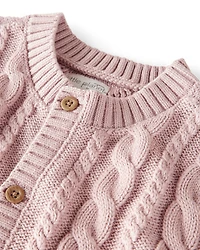 Girls Organic Cotton Cable Knit Cardigan