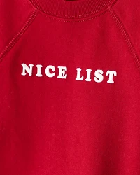 Toddler Boy DayDream Fleece Christmas Nice List Long-Sleeve Pullover Sweatshirt - Red