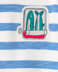 Toddler Boy Striped French Terry Pullover Sweatshirt - Blue/White