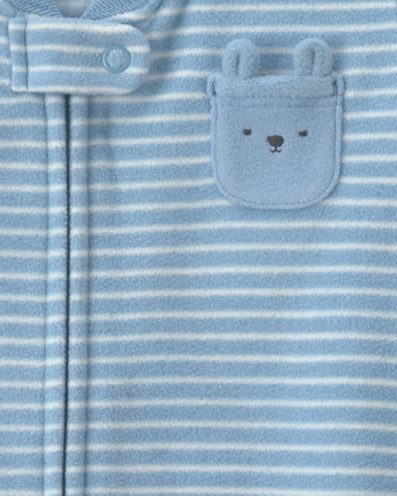Baby Boy Striped Fleece Loose Fit Wearable Blanket - Blue